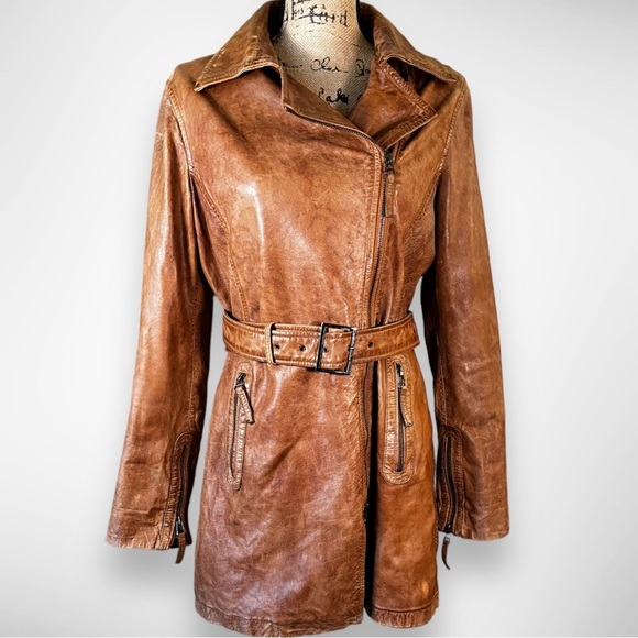 Bod Christensen Jackets & Blazers - BOD & CHRISTENSEN Women's Soft Tan Leather Belted Jacket Small | EUC